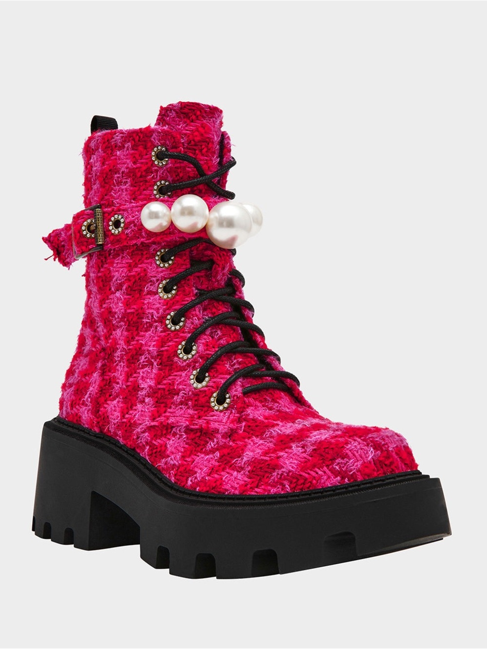 NWT Betsey Johnson Jonnie Embellished Combat Booties Sz 7 - Picture 4 of 14
